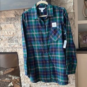 Old Navy Plaid Tunic Body Button Down Shirt